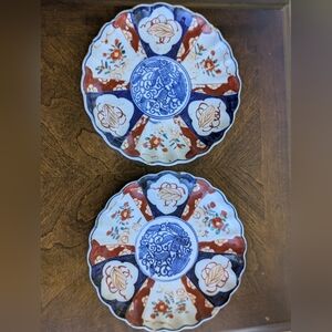 Pair of Antique Japanese Imari Plates - 8.5" - Meiji Era